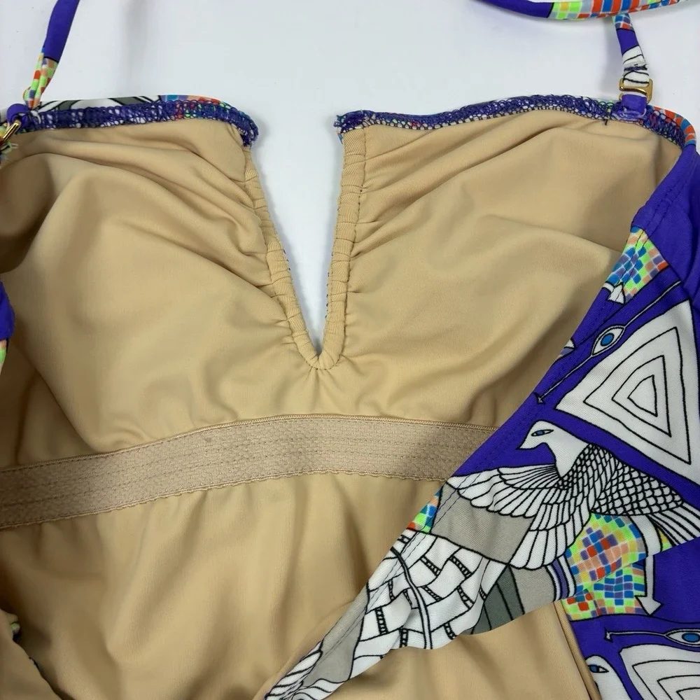 Mara Hoffman Swimsuit One Piece Sz M Purple Colorful Novelty Print Designer - Picture 6 of 8